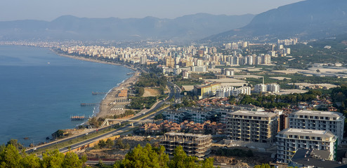 aerial view of  sea and city
