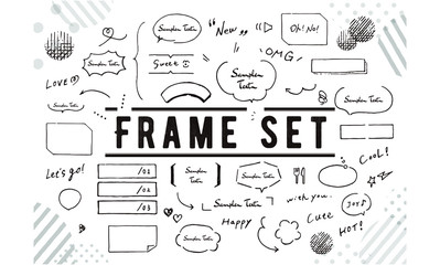吹き出し　飾り罫　モノトーン