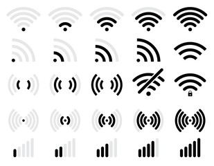 Wi-fi icon set for interface design. Wireless wifi hotspot signal sign collection - obrazy, fototapety, plakaty