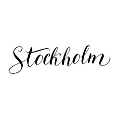 Stockholm lettering typography text. Travel agency banner. Souvenir, postcard, t-shirt print design. Vector eps 10.