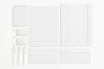 Blank Stationery Set. Mockup template for branding identity for graphic designers presentations and portfolios. 3d render.