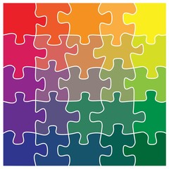 rainbow puzzles make up a square background