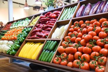 Vegetable counter with fresh produce