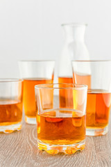 Apple juice in glasses.