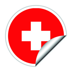 Swiss  flag . sticher round  flag of Swiss  - vector 