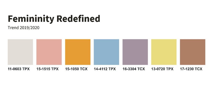 Color palette. Fashion femininity redefined. An example of a color palette. Forecast of the future color trend.