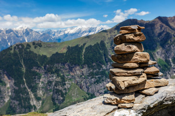 Stone cairn in Himalayas