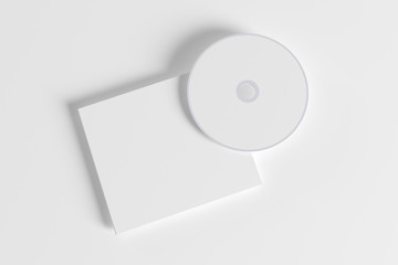 Blank compact disk and plastic cover isolated on white