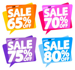 Set Sale tags, discount speech bubble banners design template, app icons, vector illustration 