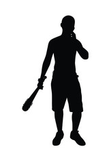 Gangster boy with baseball bat silhouette vector