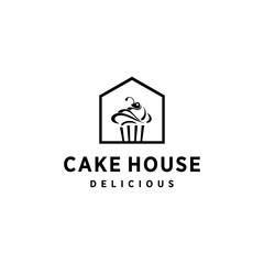Creative modern cake with house logo design logo icon vector template