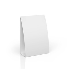 Blank Table Tent isolated on white for design menu presentation