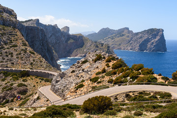 Cap de Formentor , a viewpoint to the mountains and the Mediterranean. Majorca, Spain