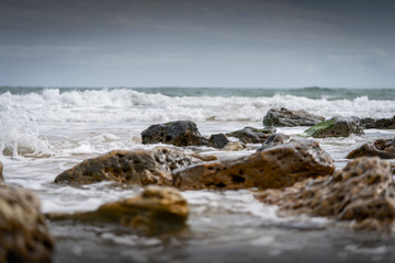 Waves hitting the beach