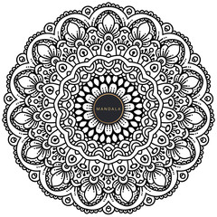 Black and white mandala vector isolated on white. Vector hand drawn circular decorative element.