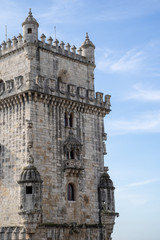 Fototapeta na wymiar Belem Tower in Lisbon Portugal - Portrait view close up