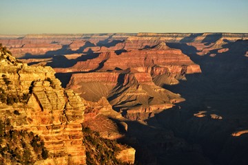 Picture of the Grand Canyon sunset at Lipan point, with the colorado river in the background