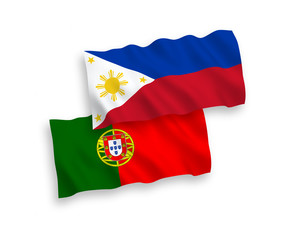 Flags of Portugal and Philippines on a white background