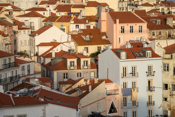 Fototapeta premium Miradouro de Santa Luzia in the Alfama district, a famous viewpoint to get overhead views of the city and famous clay rooftops