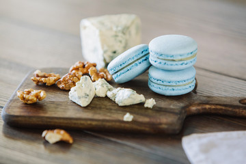 Delicious desserts on a blackboard with ingredients