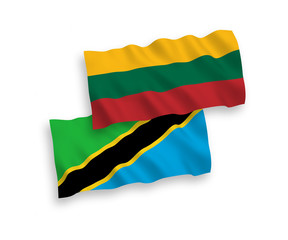 Flags of Lithuania and Tanzania on a white background