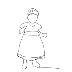 vector, isolated, continuous line drawing of a baby in a dress