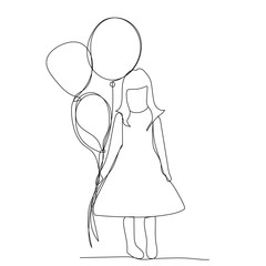 one-line drawing of a girl with balls