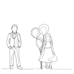 vector, isolated, drawing one line children