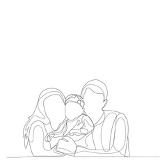 single line drawing family portrait