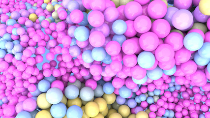 Abstract background with blue pink and yellow spheres