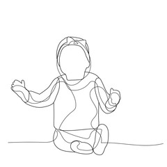  single line drawing of a baby sitting