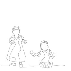 vector, isolated, drawing continuous line baby