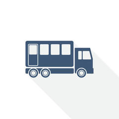 Off road bus vector icon, combination truck flat design illustration