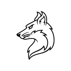 Angry fox animal head icon tattoo logo vector line avatar illustration