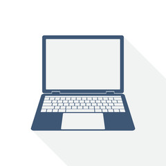 Open laptop vector icon, notebook flat design illustration, mobile computer concept symbol