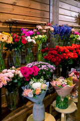 Assortment of beautiful flowers in shop. beautiful colorful flowers
