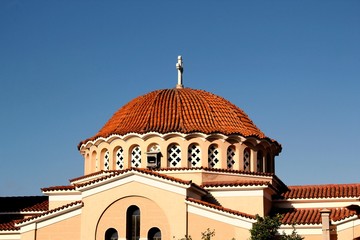 Fototapeta na wymiar Dome of Christian orthodox church in Athens, Greece