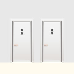 two white wc doors on white wall
