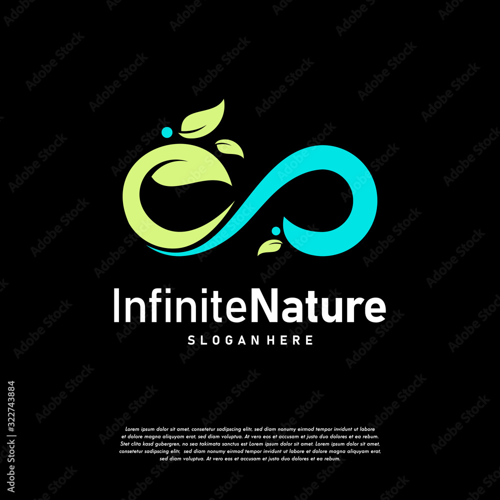 Wall mural nature leaf agriculture logo designs concept vector, infinity leaf nature logo symbol