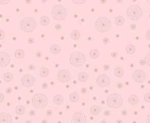 Marshmallows vector seamless texture. Pink contour marshmallows