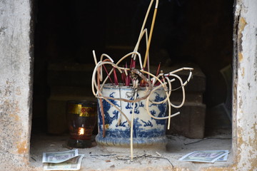 Small Incense Burning Alcove Close-up, Tran Quoc Pagoda, Hanoi