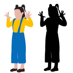 vector, on a white background, silhouette of a little girl