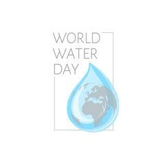 Water drop with earth for World Water Day. World Water Day logo, illustration design.