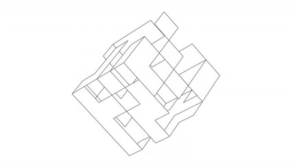 Abstract design, rotating cube, seamless looped 4k animation