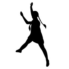 vector, on a white background, black silhouette of a child jumping