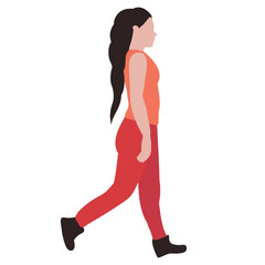  the girl is walking, simple drawing