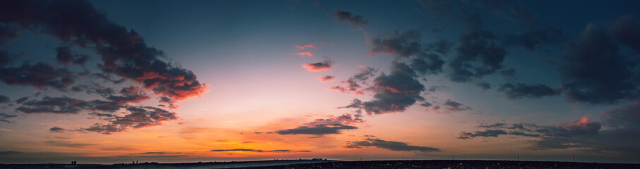 Fields landscape in summer sunset and sunrise