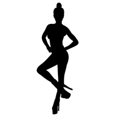 vector, on a white background, black silhouette of a sexy girl