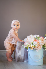 little girl with bouquet of flowers