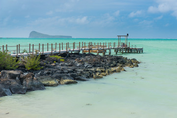 Mauritius island seaside and beautiful turquoise water